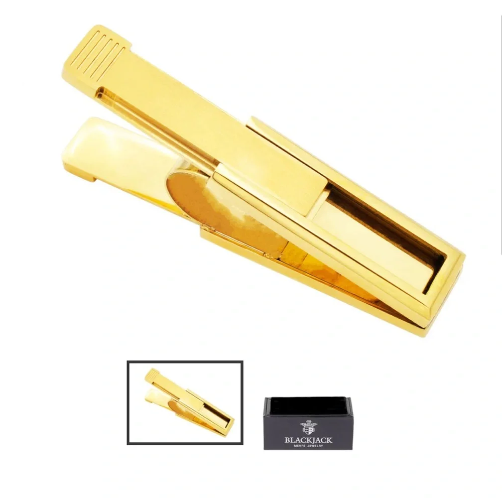 Mens Gold Plated Stainless Steel Pull Out Clamp Money Clip